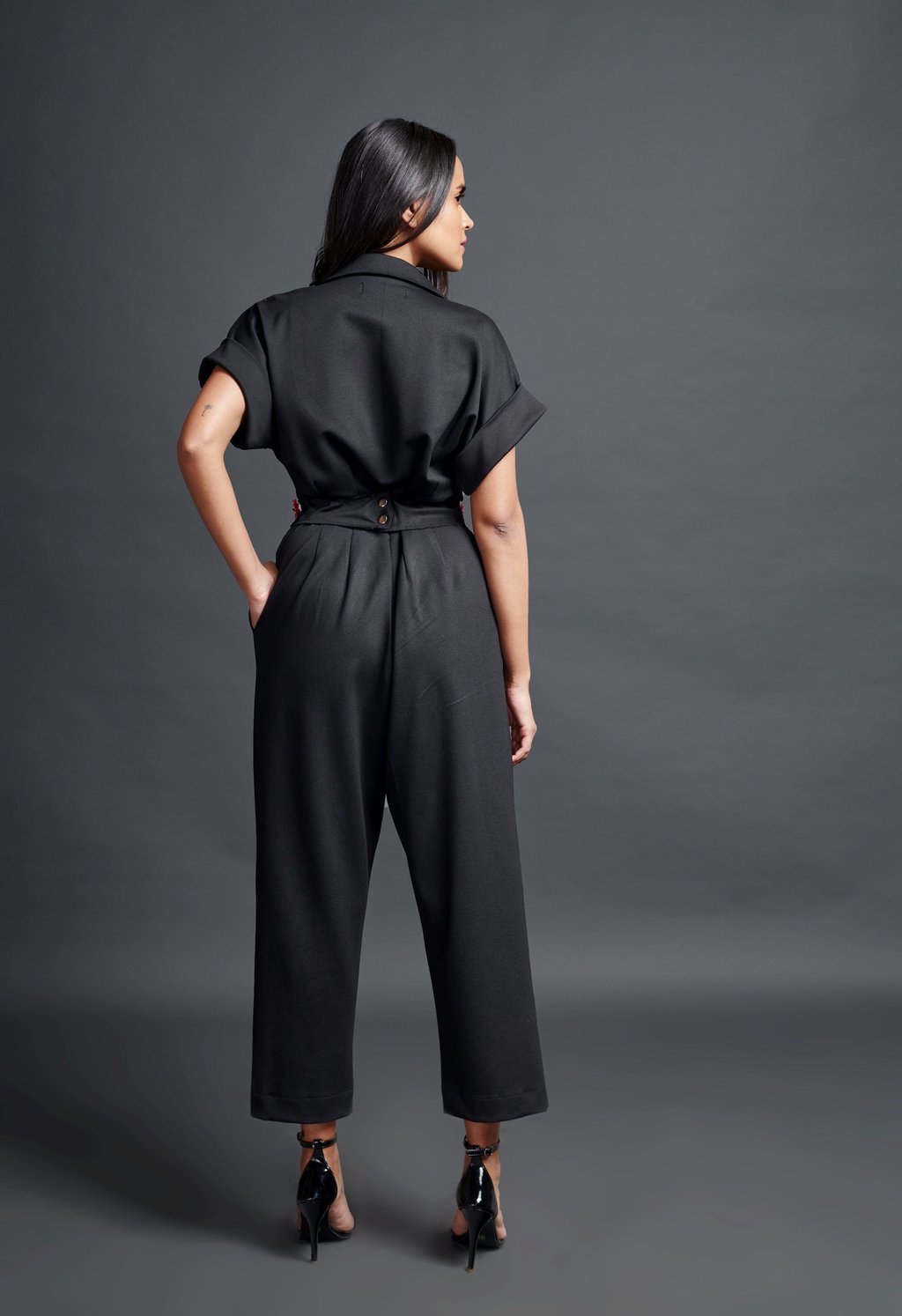 Collared Jumpsuit with Belt