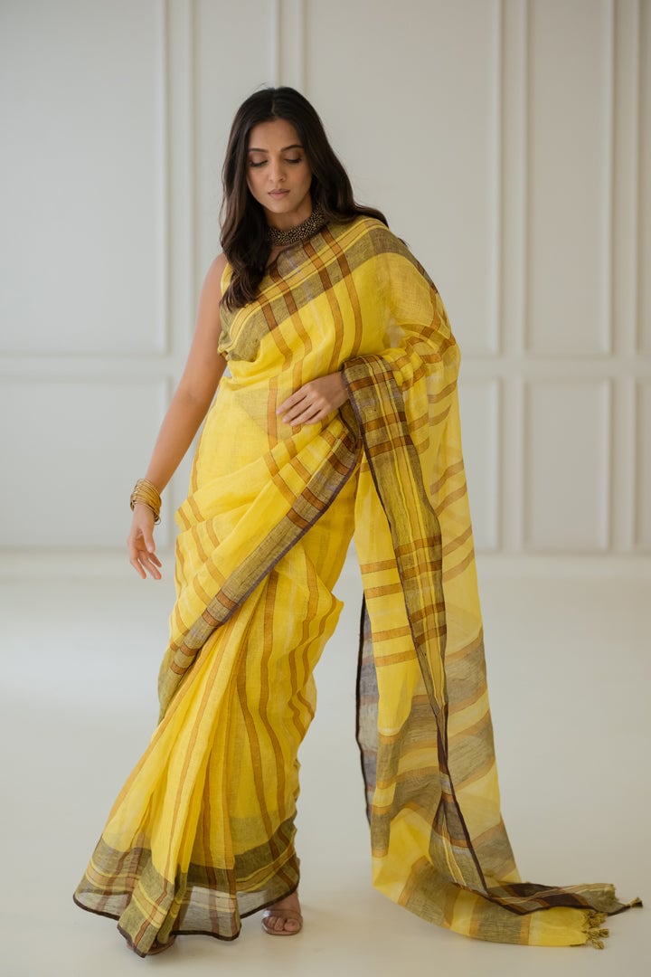 Marigold Linen Saree