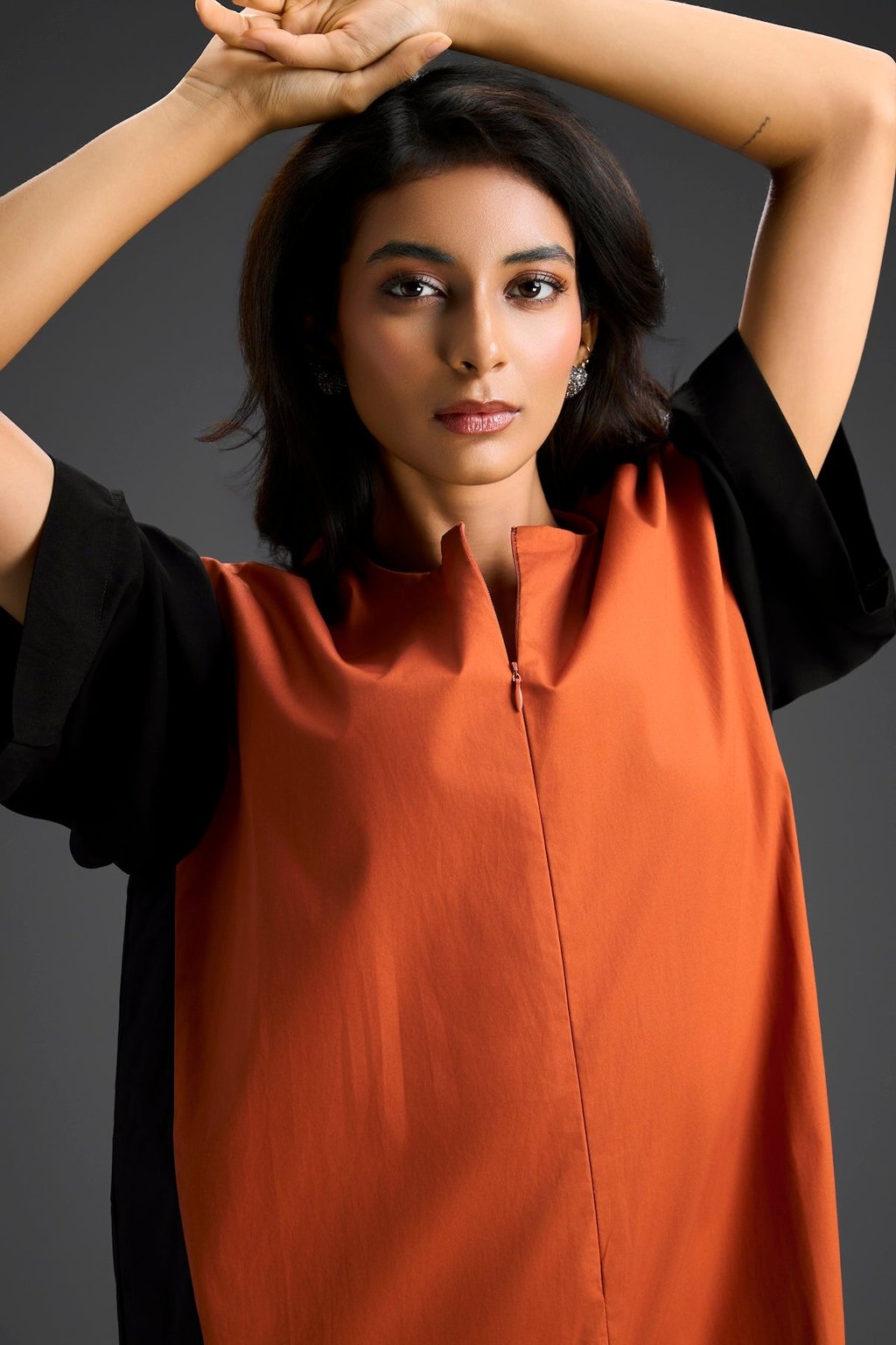 Rust & Metallic Colorblock Jumpsuit