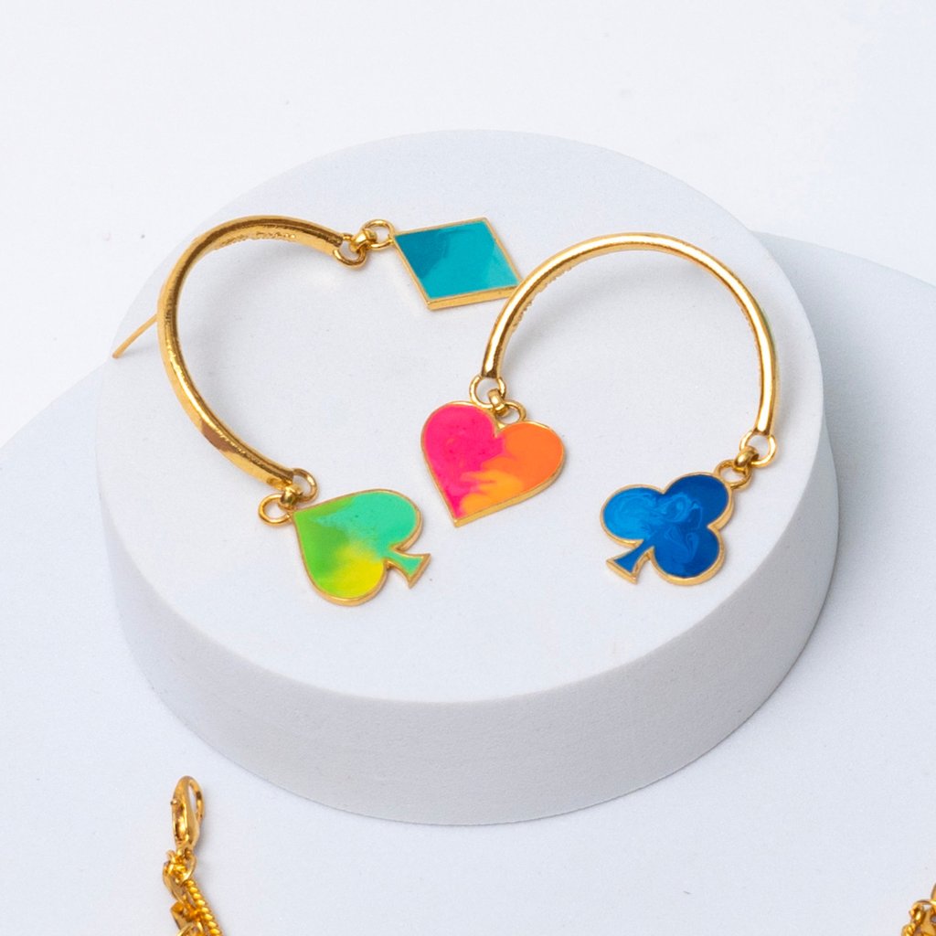 Game of Cards Earrings Semi Circle