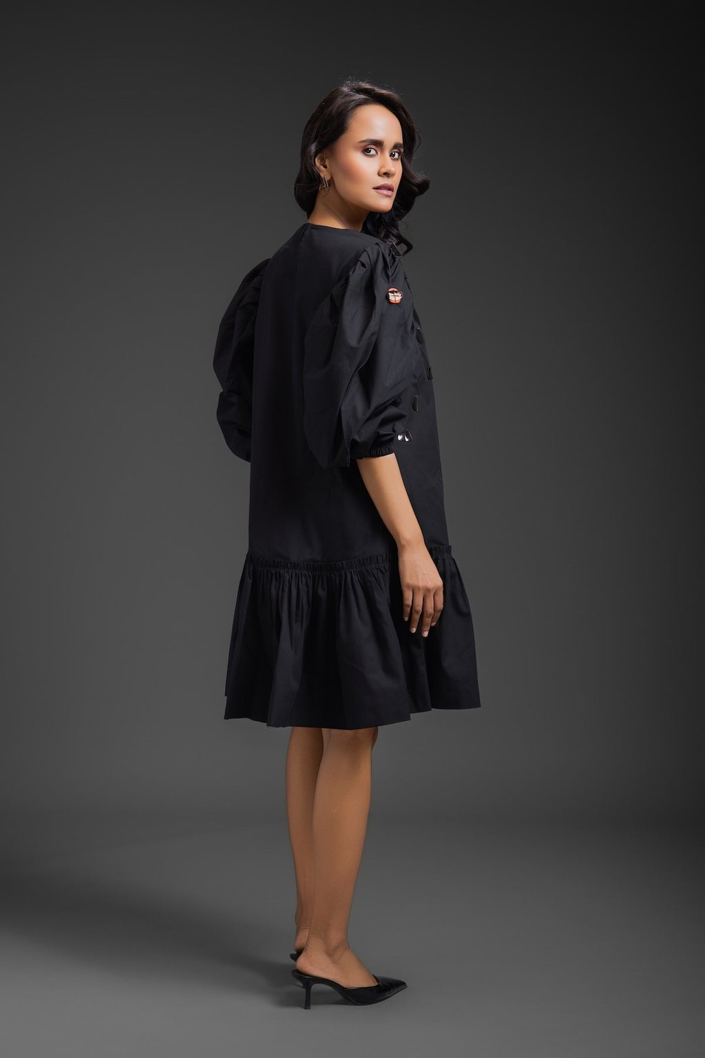 Cotton Dress with Neon Metallic Detailing