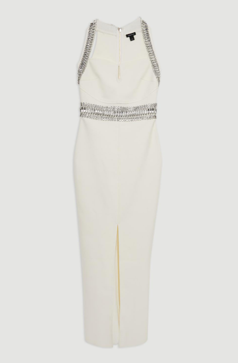 Bandage Figure Form Knit Embellished Maxi Dress
