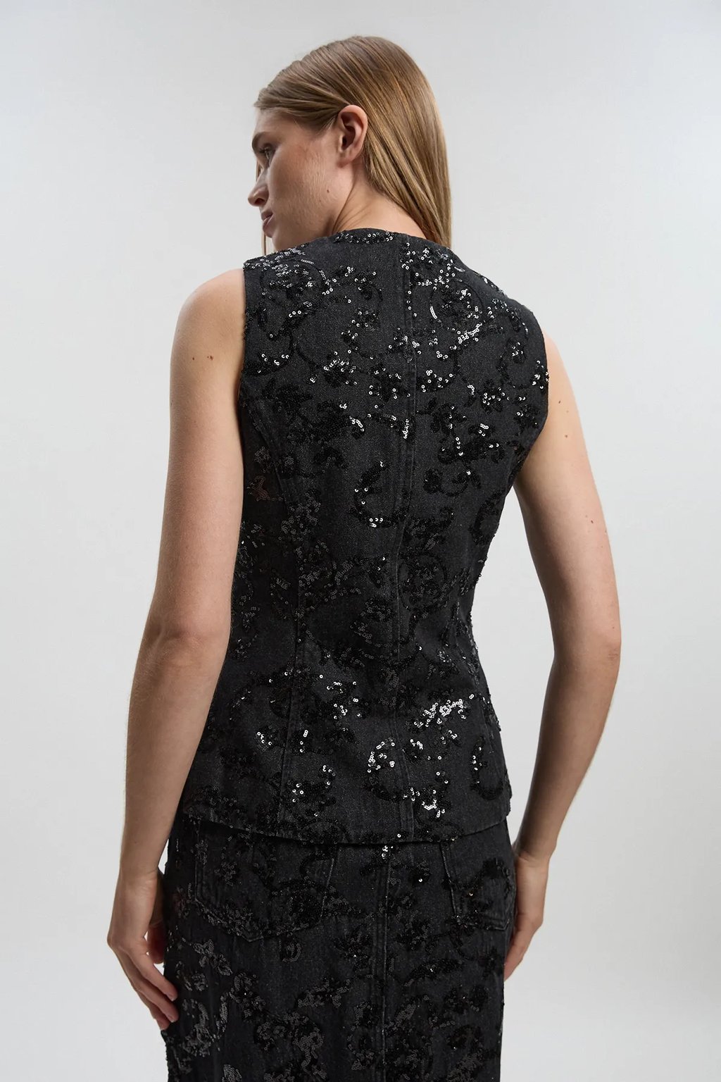 Sequin Denim Waistcoat