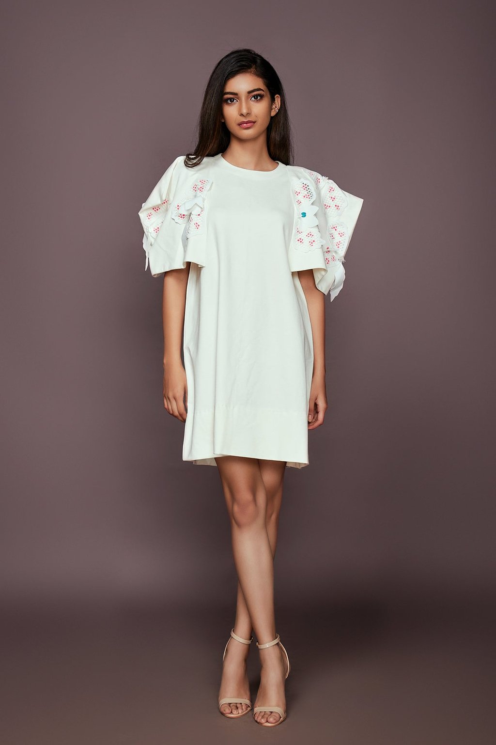 Dress with Cutwork Sleeves