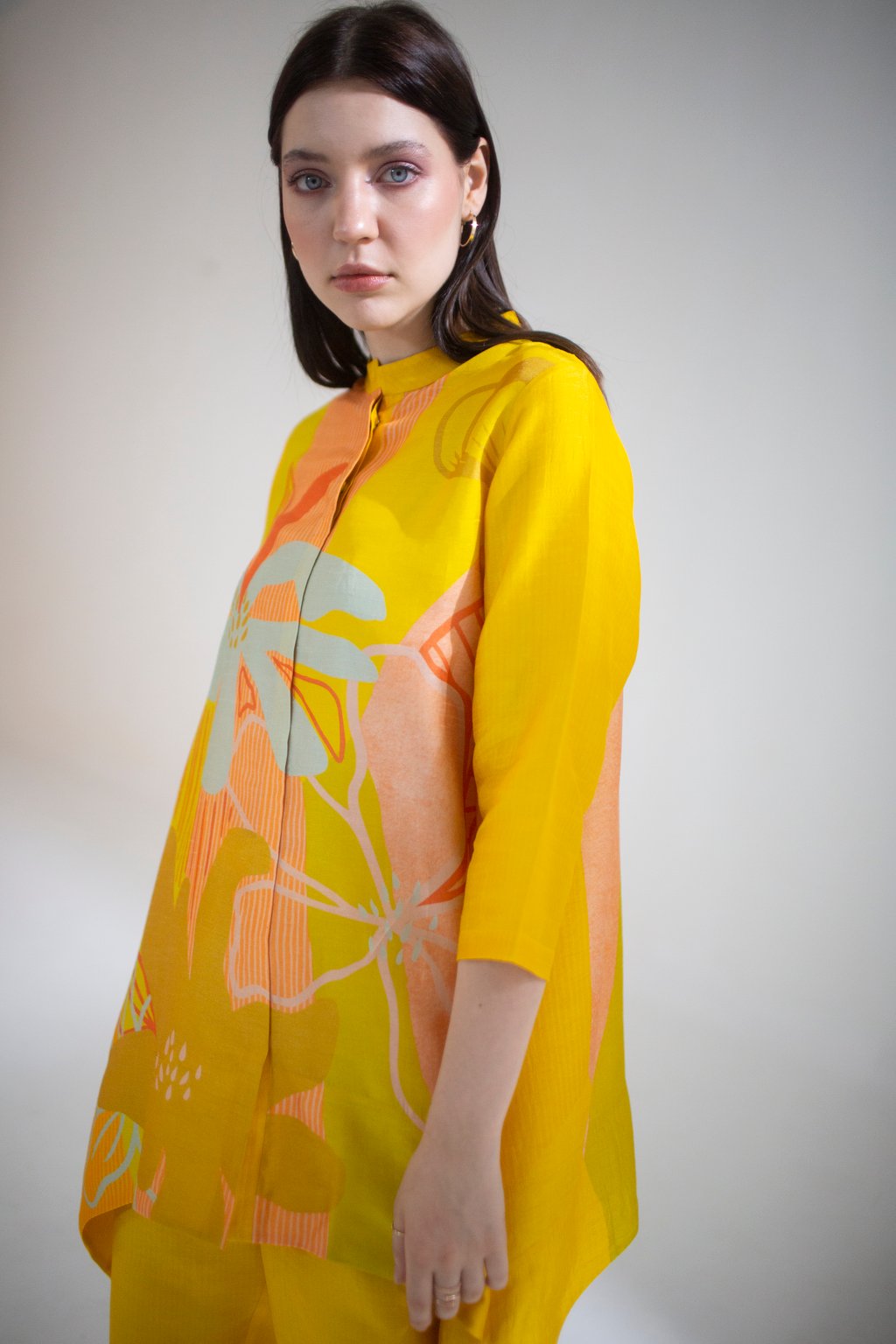 Yellow Short Kaftan Tail Set