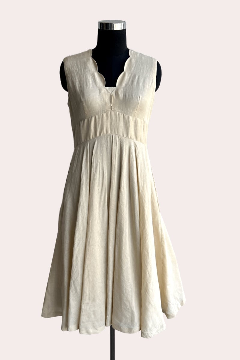 Ziya Dress Midi Ecru
