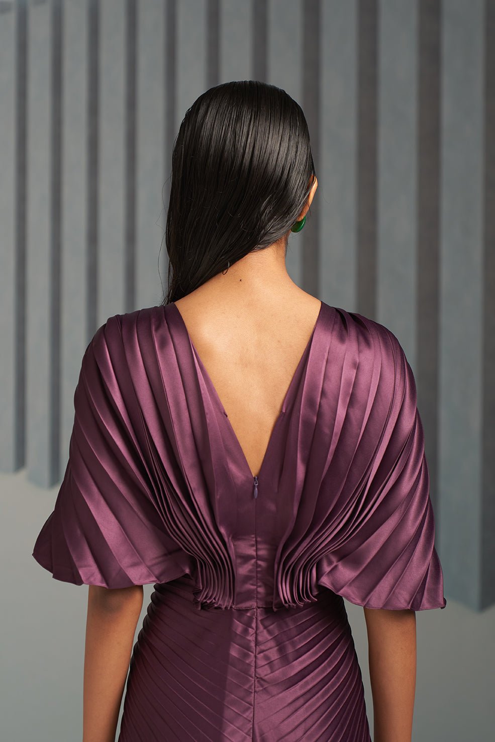 Pleated Winged Gown