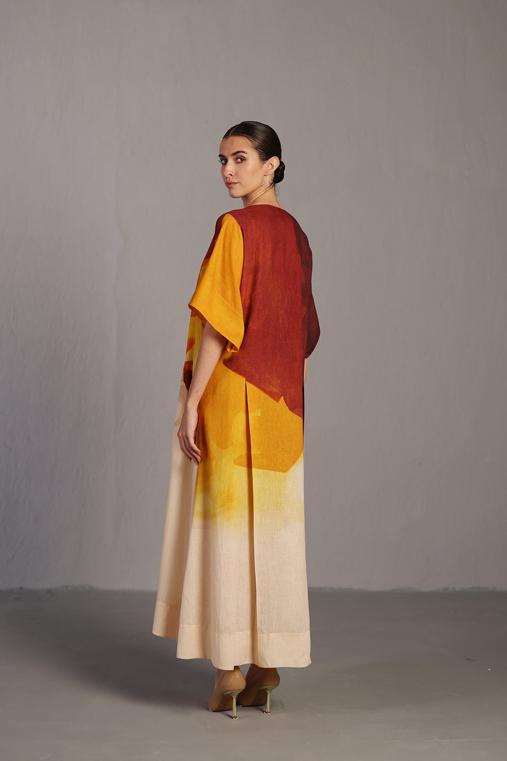 Diffuse Brown and Ochre Long Dress