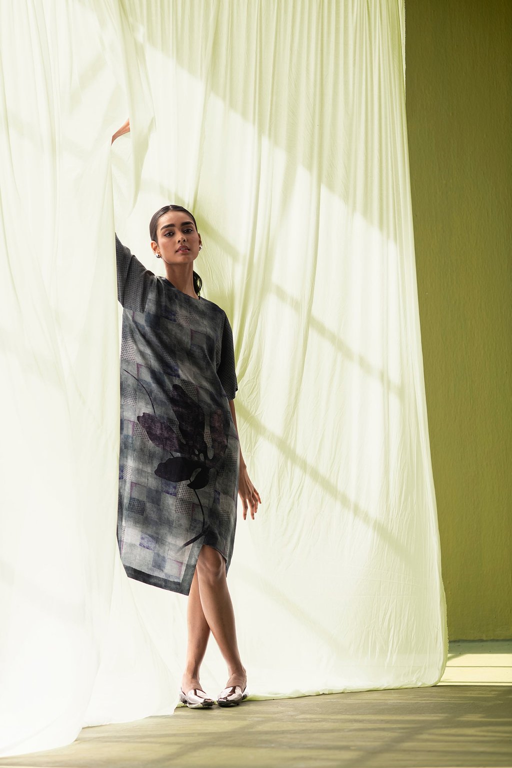 Array Bandhani Charcoal Dress
