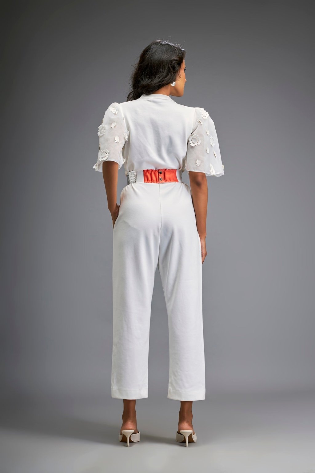 Jumpsuit with Cape Sleeves and Belt