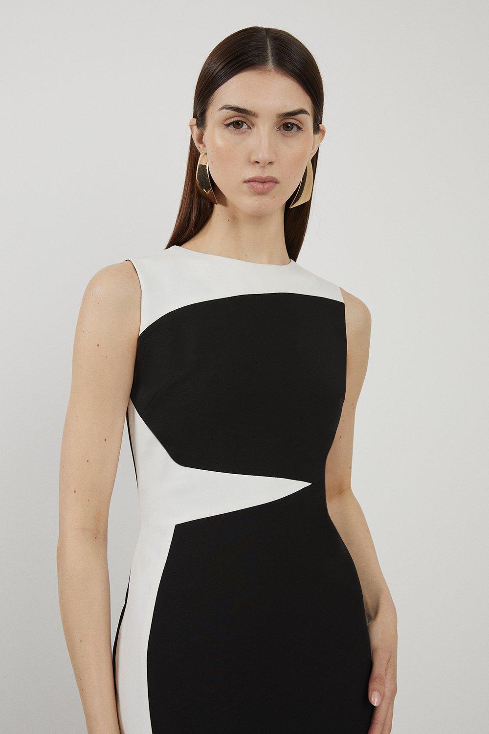 Clean Tailored Colour Block Pencil Midi Dress