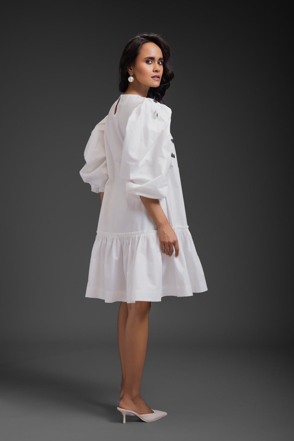 Cotton Dress with Neon Metallic Detailing
