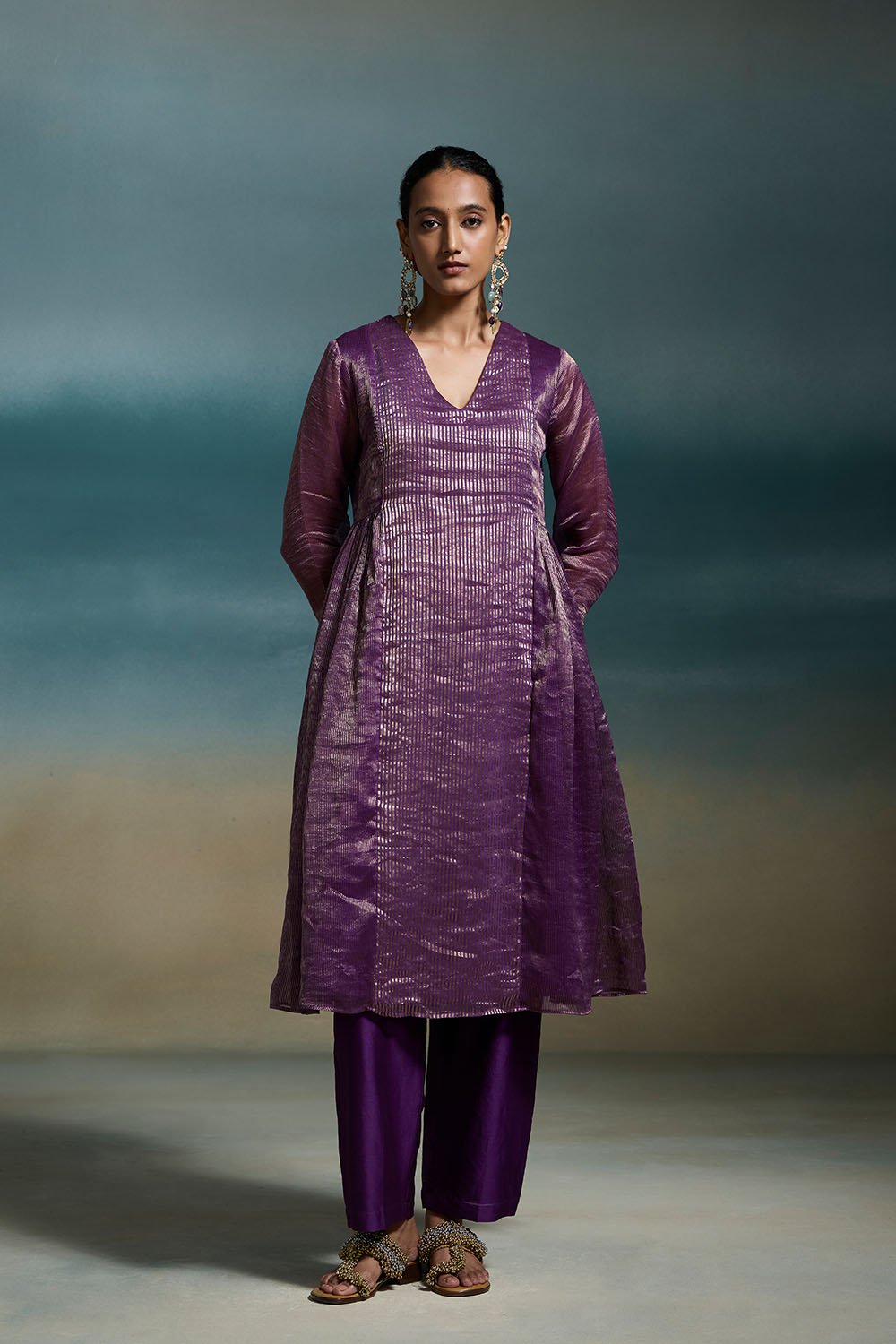 Chahak Chanderi Purple Kurta Sets