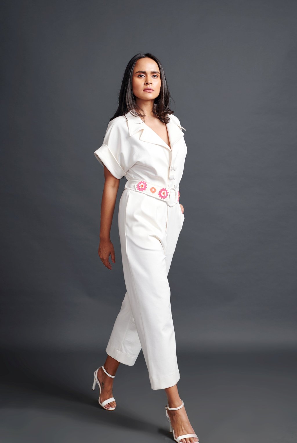 Collared Jumpsuit with Belt