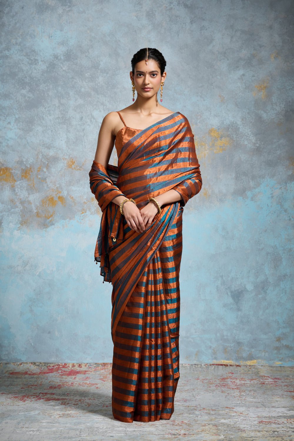 Pratibha Tissue Peacock Blue Sarees
