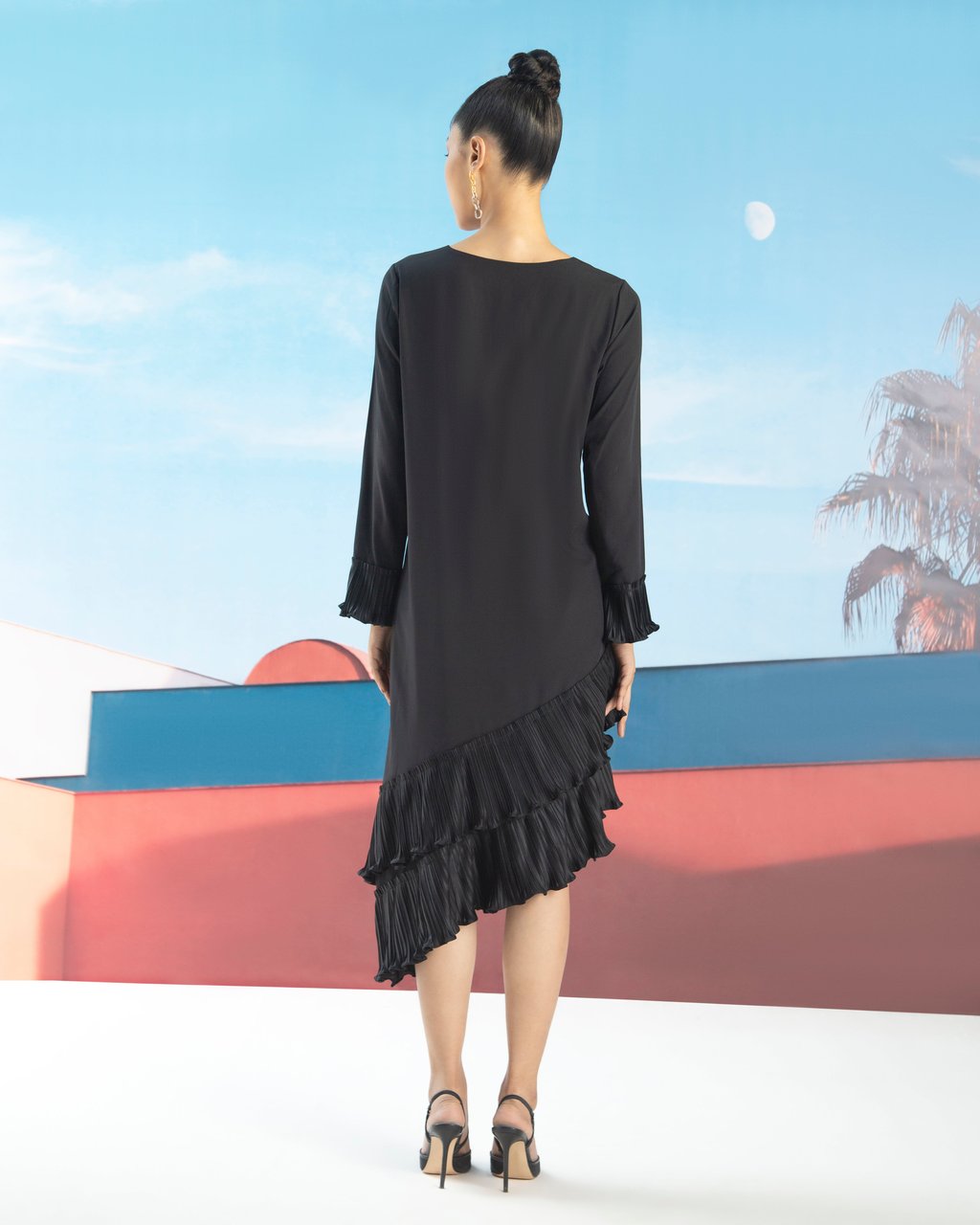 Angled Pleated Dress