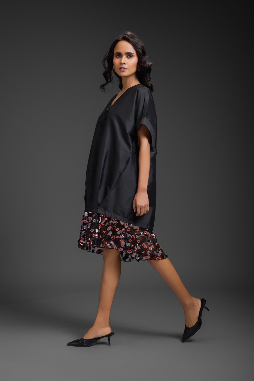 Dress with Neon Metallic Detail