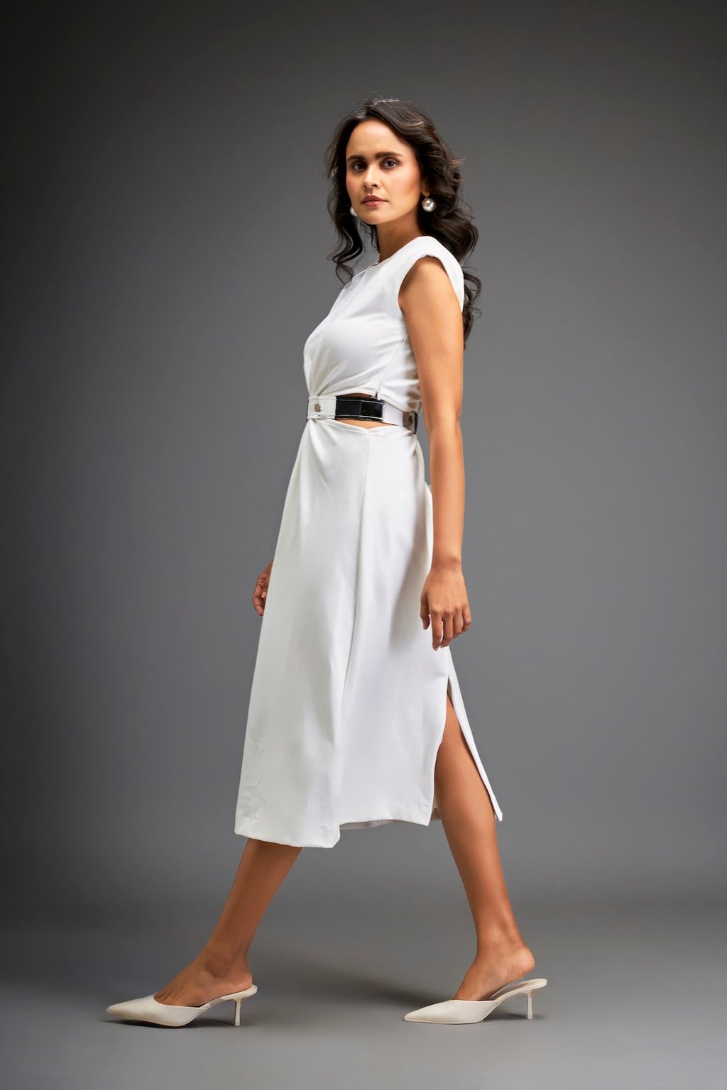 Waist Cut Out Dress Comes with Belt