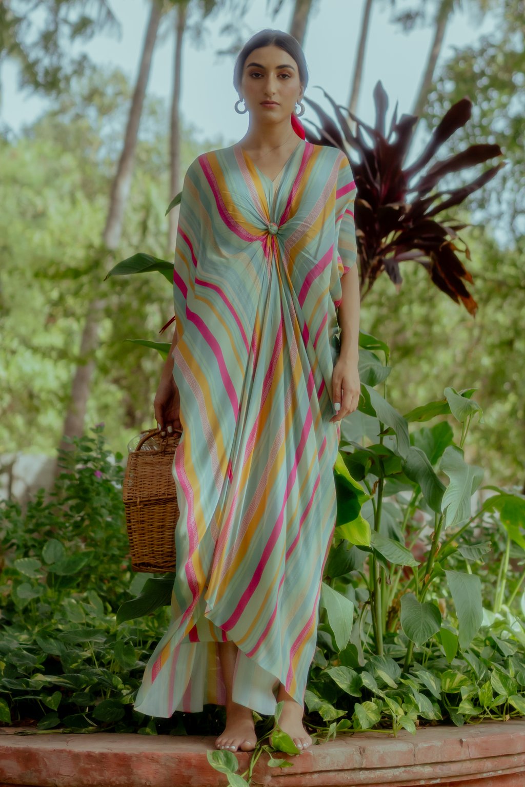 Multi-Coloured Striped Knot Kaftan