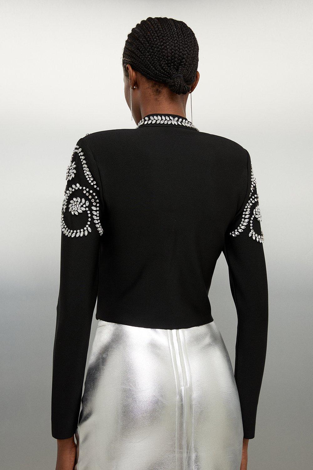 Figure Form Bandage Embellished Knit Jacket