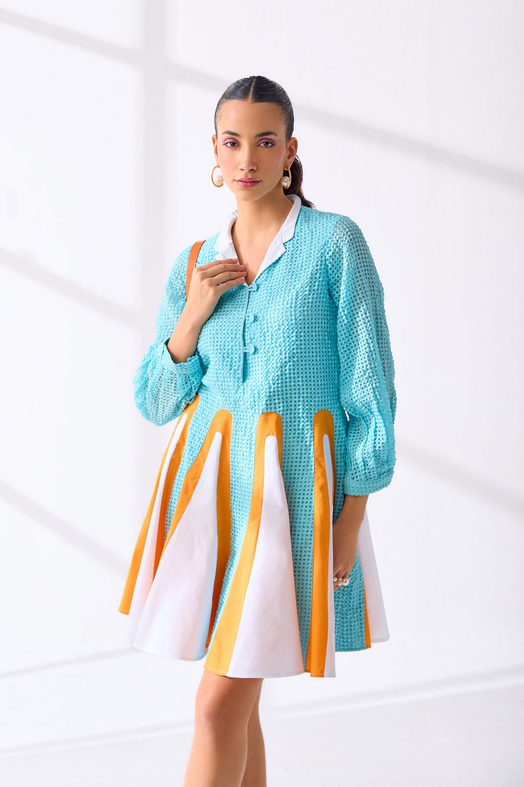 Positano Dress Marine/White/Sunset Orange