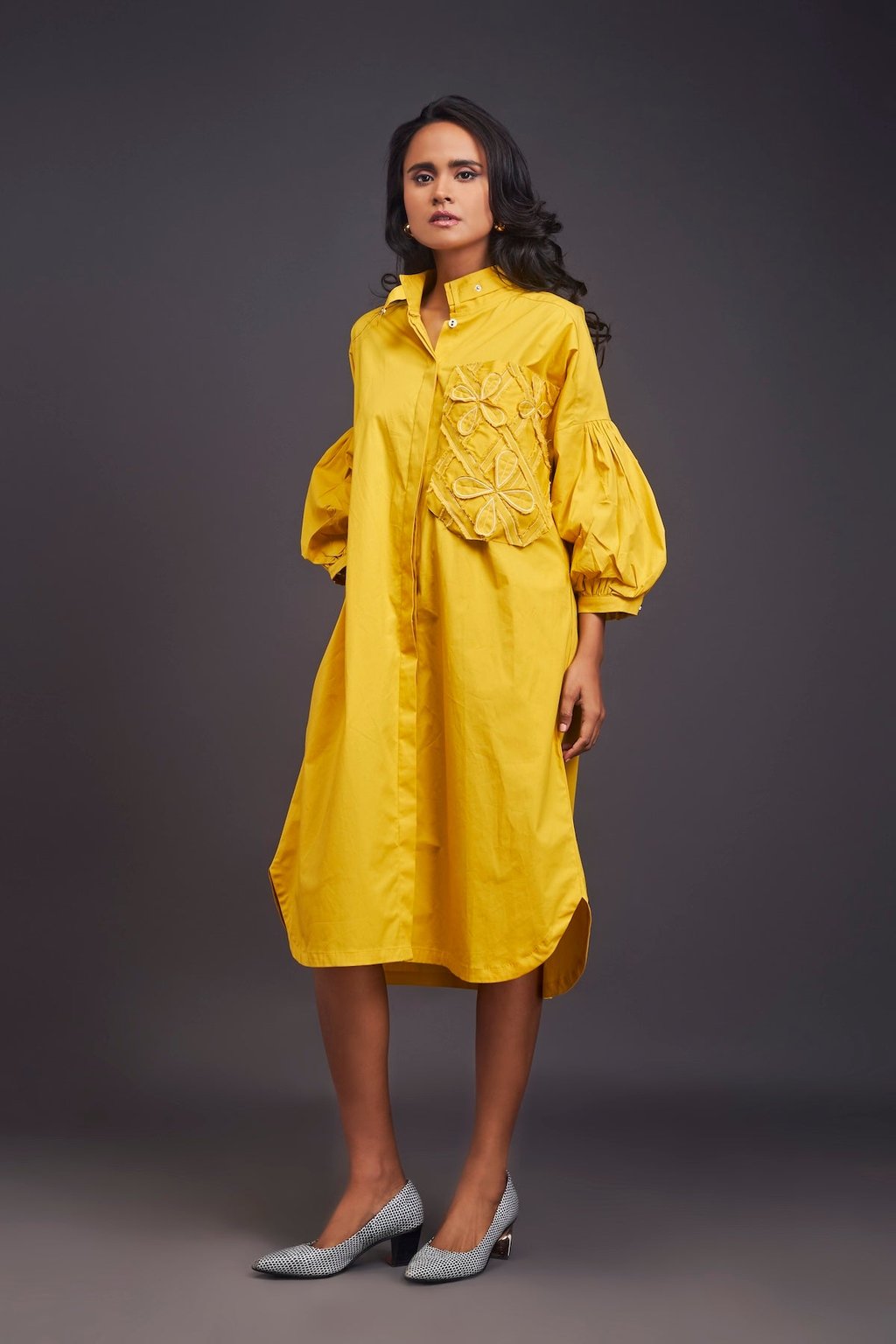 Oversized Shirt Dress with Embroidered Pocket
