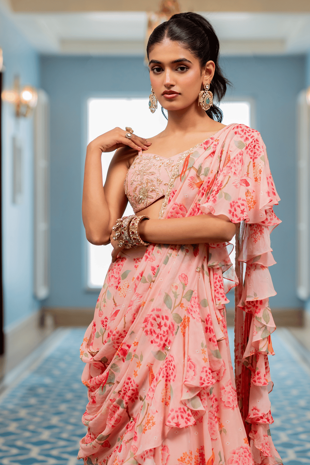 Tatiana Saree Set - Pink