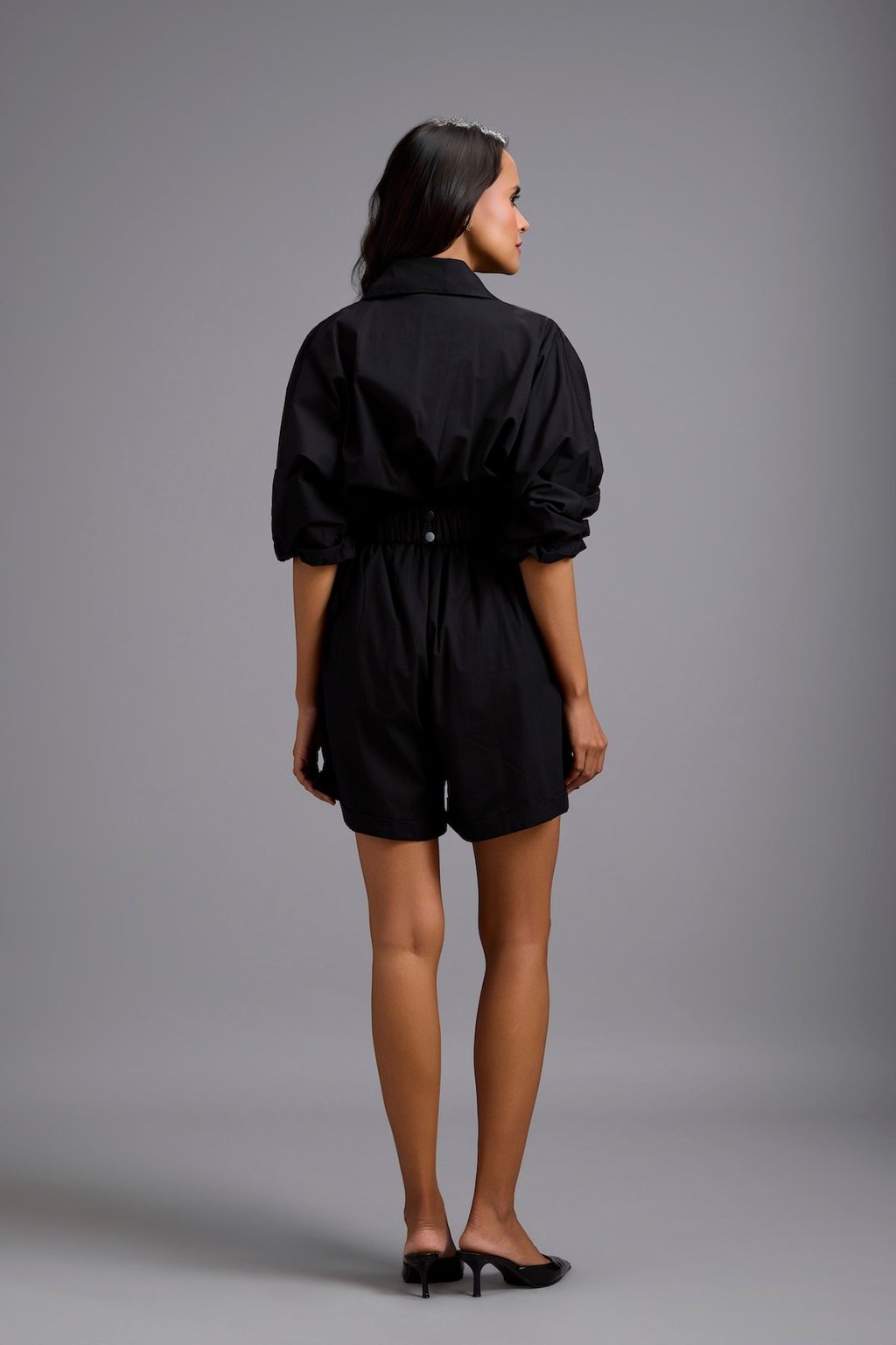 Playsuit With Crystal-Embellished Bow