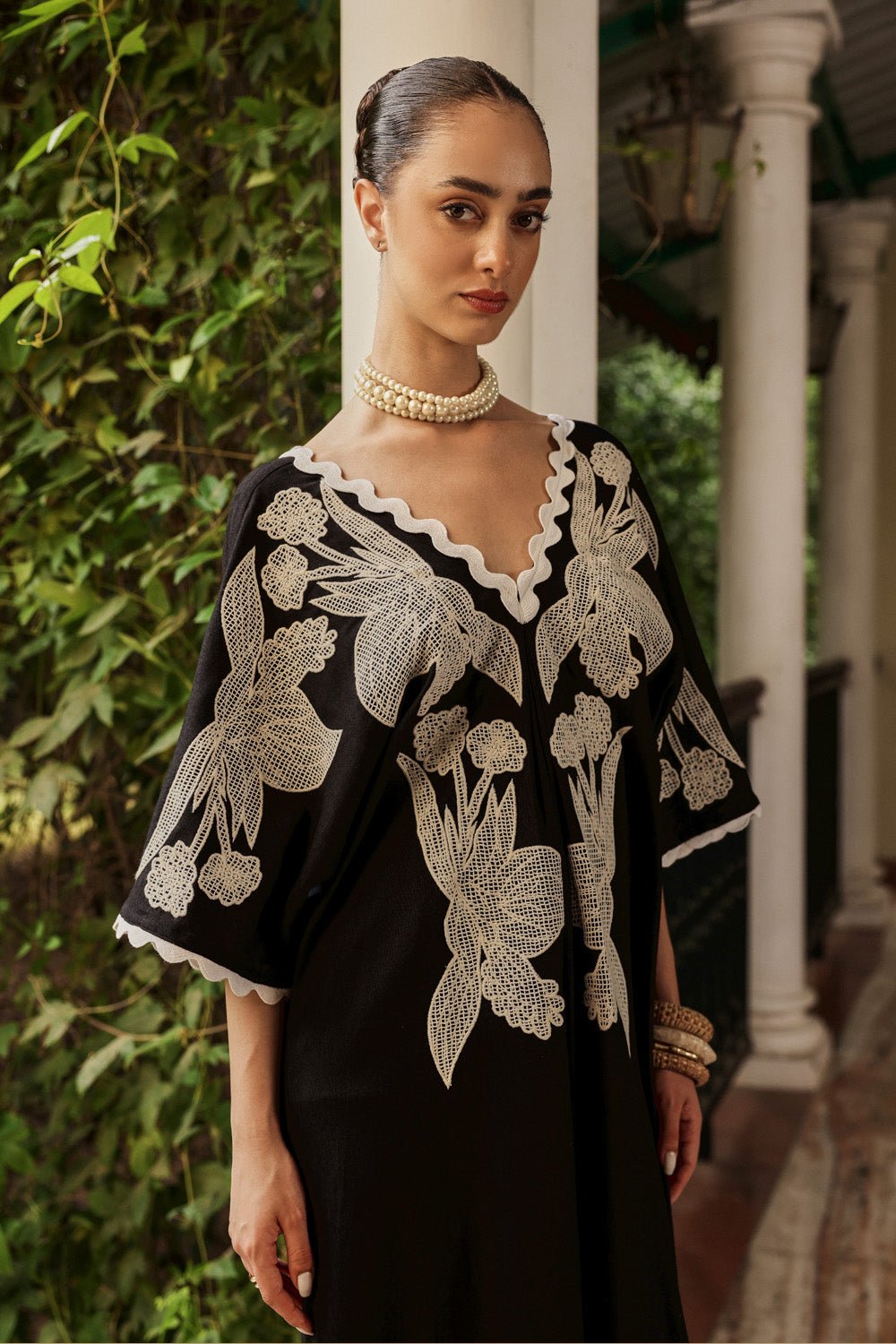 Honeycomb Embroidered Kaftan