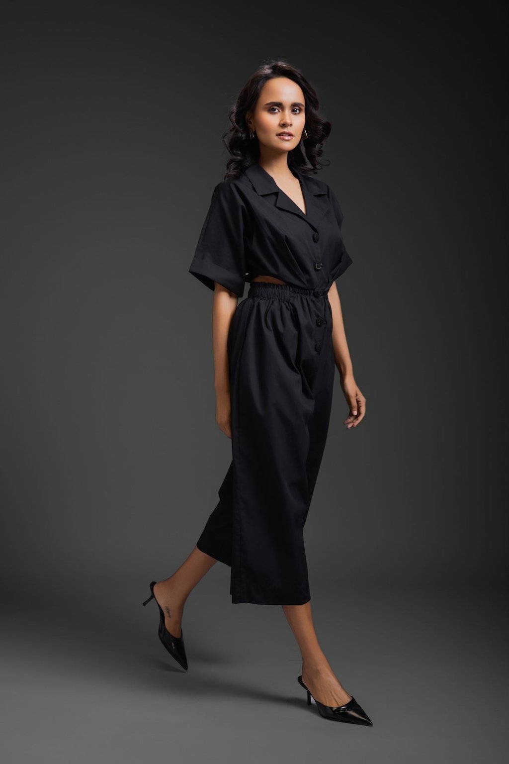 Black Jumpsuit with Side Cuts